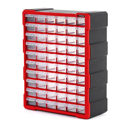 Small Parts Organizer for Hardware & Screws | 60 Removable Bins with Dividers | Wall Mount or Desktop Craft & Lego Storage Cabinet | 19” x 15” x 6” BX08-4016 - style: 60 Drawers