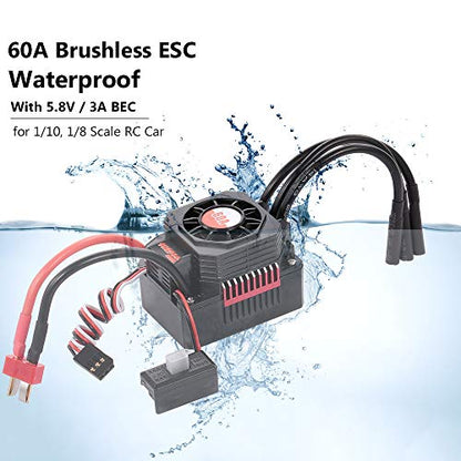 GoolRC Surpass Hobby 3660 Brushless Motor and ESC Combo, 2600KV Brushless Motor and 60A ESC for 1/10 Scale RC Car Truck Indispensable Accessory for Modification Enthusiasts