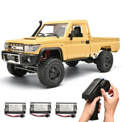 RZAPE RC Rock Crawler MN-82 1/12 RC Crawler Off-Road RC Truck 4x4 (Yellow | Diecast Car With 2.4GHz Remote Control 280 Brushed Motor All Terrain Truck RTR Proportional Throttle Steering - color: Yellow
