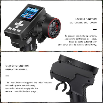 GOUPRC 8CH 2.4GHz Racing RC Transmitter Screen Controller & Receiver Kit for SCX24 SCX30 TRX4M Redcat 1/8 1/10 1/18 1/24 1/30 RC Crawler Vehicle Car Ship Tank