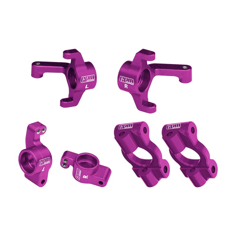 GPM 7075 Alloy Front Caster Blocks & Front Spindles & Rear Hubs for LOSI 1/24 Micro-B 2Wd Buggy Rtr-Los00007 (Purple) - color: Purple