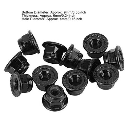 12PCS 4mm Nonslip Wheel Lock Nut Spare Parts Fit for Axial SCX10 1/10 RC Model Car Anti Slip Lock Nuts (Black)
