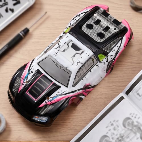 Drfeify 1/16 RC Car Replacement Body Shell, DIY Upgrade with Bold Graffiti Pattern and Aerodynamic Design for SCY16101 SCY16102 High Speed RC Trucks (Red) - color: Red