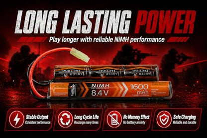 Lancer Tactical Two Pack of 8.4V 1600mAh NiMH Nunchuck Battery, Stick/Butterfly Pack with Mini Tamiya Connector