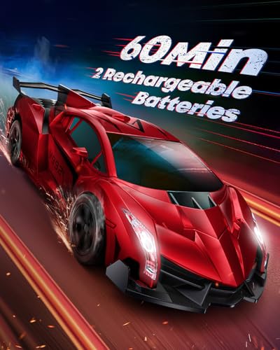 Veeniix V992 1:14 Scale 2-in-1 Transform RC Robot Car Toy, Red | Gesture Sensing & Auto Deformation, LED Lights & Sound, 2 Batteries 60 Min Play, Durable ABS, Gift for Kids Ages 6+ - color: Red