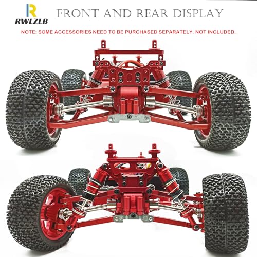 Compatible with Hyper GO RC Car Parts, 1/16 Metal Upgrade Aluminum Accessories, Red Replacement Parts kit for H16BM H16GT H16DR H16PL BEZGAR HP163S HP161 Jetwood JC16EP HAIBOXING 16889 16890A - color: Red