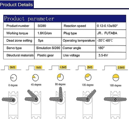 10PCS SG90 9G Mini Micro Servo Motor for Arduino RC Robot Airplane | 10PCS SG90 9G mini micro servos, stable precise control, compatible with Arduino, RC robot, helicopter, airplane. - style: 10PCS SG90