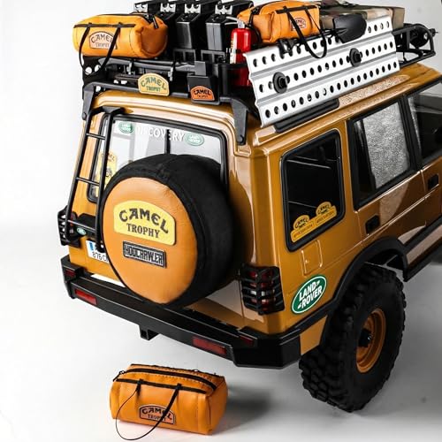 RC Mini Scale Spare Tires Cover 1/18 1/24 RC Simulation DIY Leather Spare Tires Cover Compatible with 1.0"-1.3" Wheels for SCX24 FCX24 TRX4M UTB18 RedCat (Yellow with Sticker 1Set)