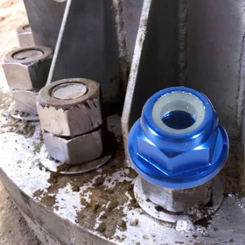Insert Lock Nuts – Aluminum Alloy Hex Flanged Nylon Lock Nuts,Avoid Loosening Hardware Fasteners for RC Car Truck Crawler Wheels(M4,Black)(Blue-M4) - color: Blue-M4