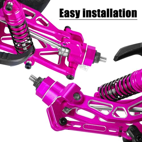 RC Aluminum Front Steering Block Knuckles & C-Hubs Caster Blocks & Rear Hubs Upgrades Parts for 1/18 Granite Grom Mega 380 Brushed 4x4 Monster Truck RTR.Pink(4PCS)