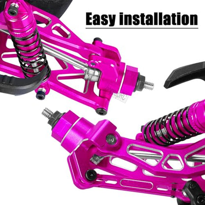 RC Aluminum Front Steering Block Knuckles & C-Hubs Caster Blocks & Rear Hubs Upgrades Parts for 1/18 Granite Grom Mega 380 Brushed 4x4 Monster Truck RTR.Pink(4PCS)