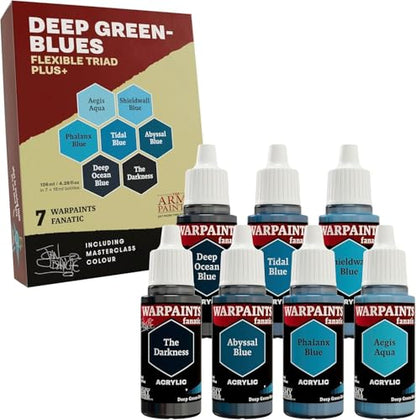 The Army Painter, Warpaints Flexible Triad Plus+: Deep Green-Blues 7x18ml | Colori acrilici hobby di qualità miniatura, per Dungeons and Dragons (DnD) e Warhammer - color: Dep Green-Blues