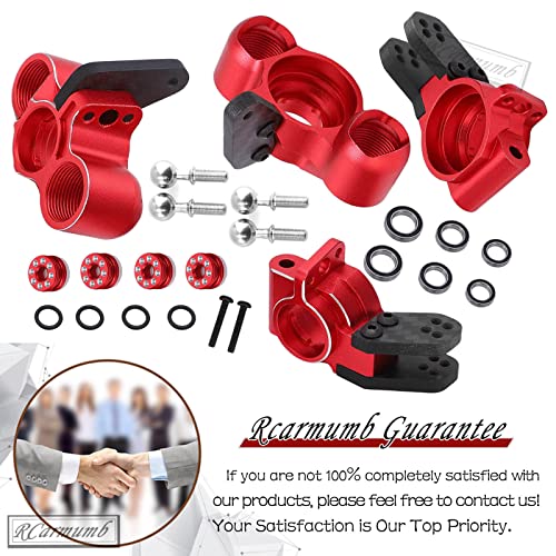 RC Upgrades Part for 1/8 Typhon/Talion 6S BLX,1/7 Felony/Mojave/Infraction/Limitless 6S BLX,Alloy Front Knuckles Steering Blocks &Rear Hub Stub Axle Carriers,Red - color: Red