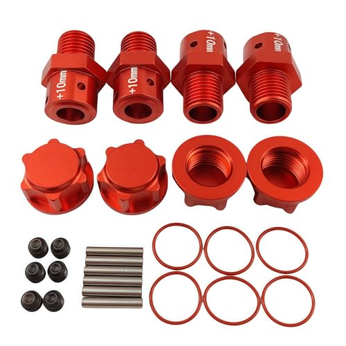 10mm Extended Wheel Hex Hub Set for ARRMA Kraton Mojave Infraction 6S (Red) | Aluminum,1/8,1/7,Outcast,Big Rock,Felony,Limitless,Upgrade Parts,CNC Machined,High Strength - color: Red