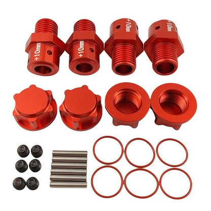 10mm Extended Wheel Hex Hub Set for ARRMA Kraton Mojave Infraction 6S (Red) | Aluminum,1/8,1/7,Outcast,Big Rock,Felony,Limitless,Upgrade Parts,CNC Machined,High Strength - color: Red