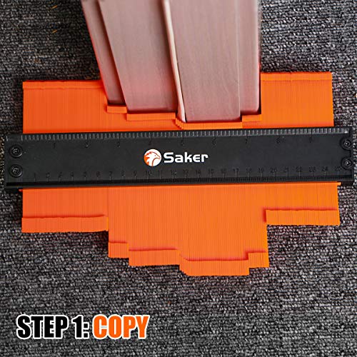 Saker Contour Gauge Duplication-Adjustable Lock-Precisely Copy Irregular Shape-Irregular Woodworking Tracing-Must Have Tool for DIY Handyman Men Husband Dad 10 Inch+5 Inch - style: 5+10inch Orange