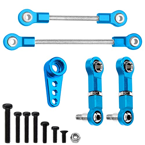 ShareGoo Steering Link Rod Pull Rods Servo Links Linkage 28T Servo Arm Compatible with Wltoys K969 K979 K989 K999 P929 P939 1/28 RC Car (Blue) - color: Blue