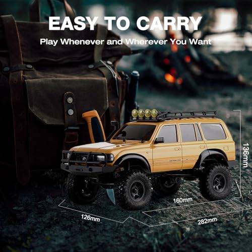 FMS 1/18 FCX18 RC Crawler Land Cruiser LC80 Toyota Officially Licensed, 4WD RTR RC Rock Truck with 2.4Ghz Transmission, Portal Axles, LED Lights for Adults Hobby Gifts (Blue) - color: Blue