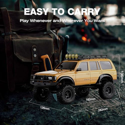 FMS 1/18 FCX18 RC Crawler Land Cruiser LC80 Toyota Officially Licensed, 4WD RTR RC Rock Truck with 2.4Ghz Transmission, Portal Axles, LED Lights for Adults Hobby Gifts (Blue) - color: Blue