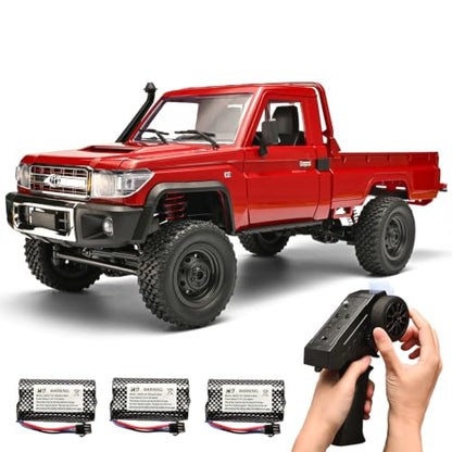 RZAPE RC Rock Crawler 1/12 RC Crawler Off Road RC Truck 4x4 with 2.4GHz Remote Control 280 Brushed Motor All Terrain Rremote Control Truck RTR Proportional Throttle Steering MN-82（Red） - color: Red