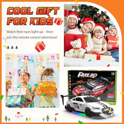 RC Drift Car 1/16 Scale 2.4Ghz 4WD Remote Control Car With Spray & Led Lights, 30+KM/H High Speed RC Drag Car, Racing Sport Toy Cars for Adults Boys Girls Kids Gift 2Pcs Rechargeable Battery - color: White