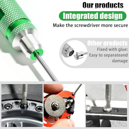 RC Hex Driver Set 1.5mm 2.0mm 2.5mm 3.0mm, Precision RC Screwdriver Tool Kit for SCX24 TRX4M TRX4 SCX10 Axial Traxxas ARRMA RC Crawler Cars - color: Green