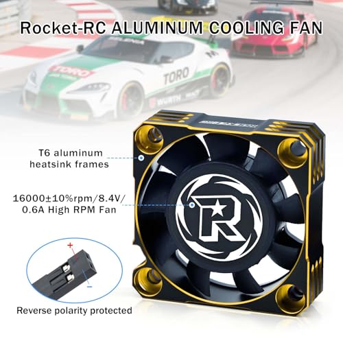 40mm Motor Cooling Fan 16000RPM ESC Fan RC Cooling Fan for 1/5 1/6 RC Truck Car 40mm Diameter Motor (Gold Black) - style: Gold&Black