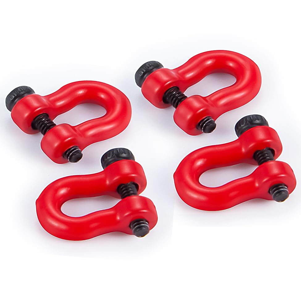 2Pairs Aluminum Tow Hooks D-Ring Hitch Tow Shackles | For TRX4M 1/18 Bronco Defender, RC Crawler Car