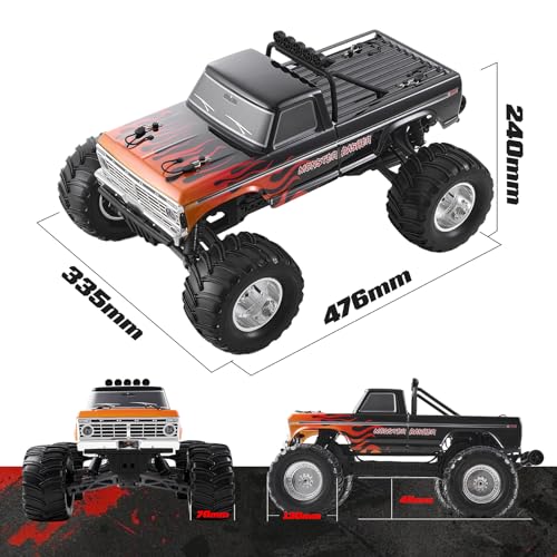 FMS 1/10 Ford F-100 Brushless RC Truck, 1973 Licensed RC Car for Adults, 55KM/H High Speed 2WD RC Crawler, Hobbywing 60A ESC & 3652 Motor, All-Metal Gears & Steel CVD Drive Shafts, RS (Blue/Green) - color: Navy Blue
