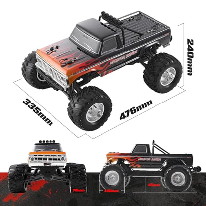 FMS 1/10 Ford F-100 Brushless RC Truck, 1973 Licensed RC Car for Adults, 55KM/H High Speed 2WD RC Crawler, Hobbywing 60A ESC & 3652 Motor, All-Metal Gears & Steel CVD Drive Shafts, RS (Blue/Green) - color: Navy Blue