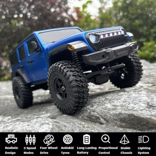 HLSFWDRIVE 1/18 RC Crawler Jeep RC Truck 4x4 Off Road RTR All Terrain | Remote Control Rock Crawler Full Proportional 370 Motor Upgraded Chassis 3 Speed Outdoor Indoor Hobby Model Adult