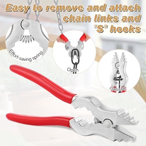 1 Pcs Chain Pliers, 7 Inch Fixture Link Pliers, Malleable Iron Chain Pincers, Opener Closer Remover Pincers, Light Link Tool with Rubber Grip for Chandelier Shackle Light Fixture Accessories, Red