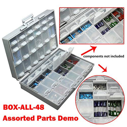3pcs AideTek BOXALL 48 Compartments Enclosure SMD SMT Parts Organizer Surface Mount Box Labels - style: 3BOXALL48