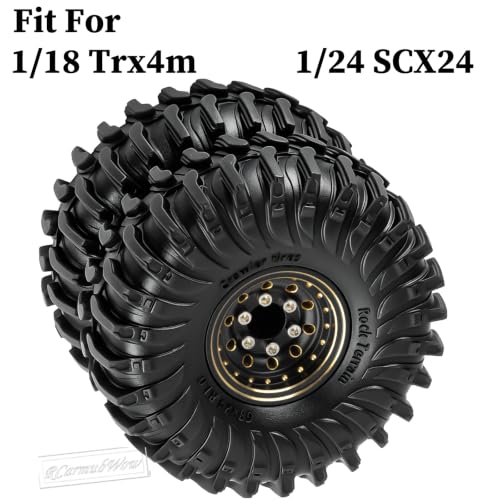 1.0 Beadlock Dually Wheels and Tires for 1/24 1/18 RC Crawler Car SCX24 TRX4M,Soft Mud Tires 1.0 Beadlock Tires Set Brass 1.0 Beadlock Wheels Double Wheels,4pcs,Style3 - style: Style3(4pcs)