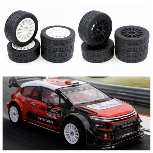 OD 70mm 1/10 RC Rally Racing Street Tires and Hard Plastic Wheels 12mm Hex for MJXRC 10304 Tamiya TT01 TT02 XV02 XV01 TA06 HPI KYOSHO PTG2 1:10 Scale On Road Drift Touring Car 4PCS (Black) - color: Black