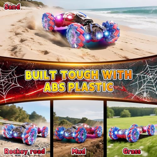 Nicella S-Pider Remote Control Car, 2.4GHz 4WD Gesture Sensing Rc Stunt Car for Boys and Girls Ages 6-12，Drift RC Cars with Lights and Spray, Double Side Toys Ideal Birthday and Xmas Gift for Kids