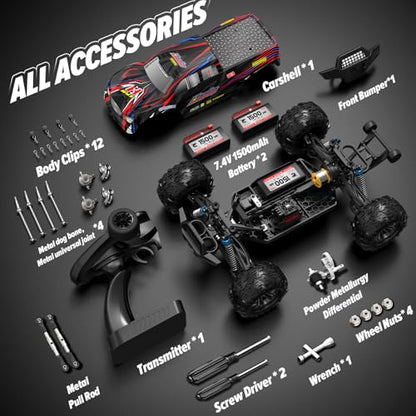Hosim 1:10 Brushless RC Cars for Adults & Boys, 60+ KMH Big Remote Control Car, 4WD Off Road Monster Truck, 40+ Min Play Waterproof All-Terrain RC Truck, Hobby Grade Electric Toy Vehicle Gift