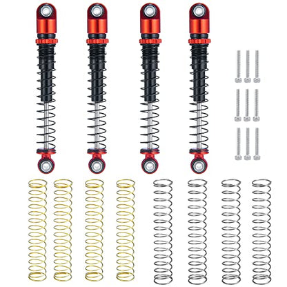 RC-Hub 4Pcs Aluminum RC Shock Absorber Damper 48mm for 1/24 Axial SCX24 90081 AXI00001 AXI00002 AXI00004 AXI00005 AXI00006 RC Crawler Car (Red) - color: Red