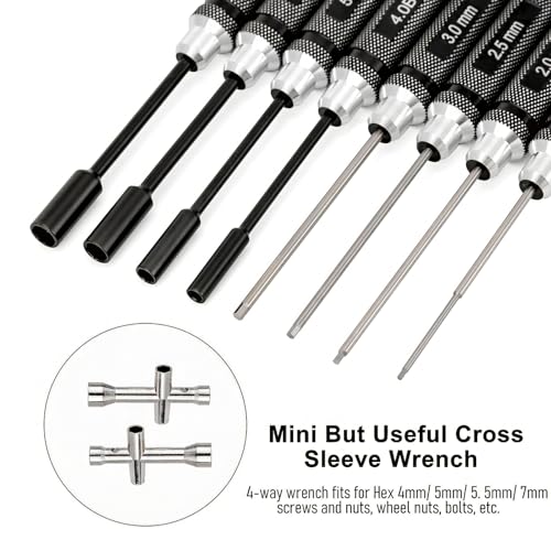 10 Pack RC Hex Driver Tool Kit Hexagon Screw Drivers & Nut Drivers Set 1.5mm 2.0mm 2.5mm 3.0mm Hex Driver 4.0mm 5.5mm 7mm 8mm Nut Driver Cross Wrench RC Tools