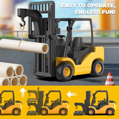 9-Channel RC Forklift, 1:18 Remote Control Forklift Toy for Kids & Adults | Kids RC Forklift with Lights & Sounds, Rubber Tires, Lift & Transport Action, 100-Min Runtime, for Kids 6+ Birthday Gifts - style: Forklift[2026 Version]