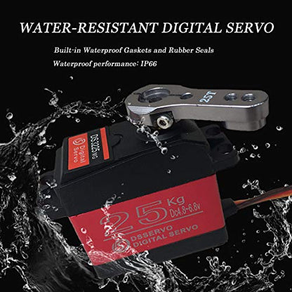 Pack of 2 Digital Servo 25KG Full Metal Gear High Torque Waterproof for RC Car Crawler Robot - size: 25kg x 2PCS(270°)