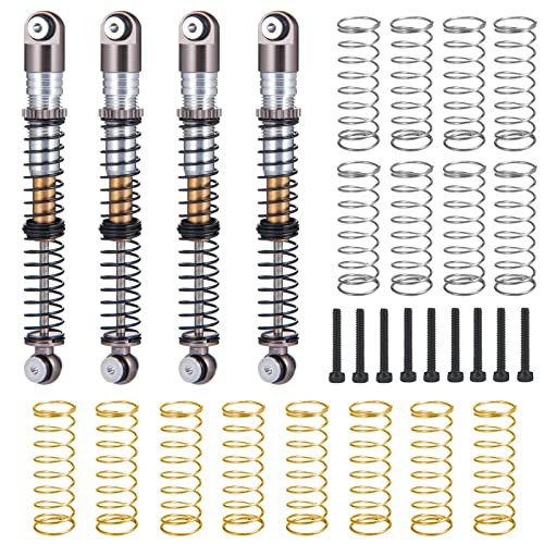 MOHERO Adjustable RC Shocks Absorber Damper 53mm Aluminum 4Pcs for 1/24 Axial SCX24 RC Crawler Car Upgrade Parts (Grey) - color: Grey