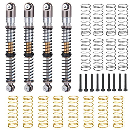 MOHERO Adjustable RC Shocks Absorber Damper 53mm Aluminum 4Pcs for 1/24 Axial SCX24 RC Crawler Car Upgrade Parts (Grey) - color: Grey