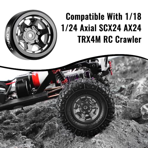GLOBACT 1.3" Beadlock Wheels for SCX24 AX24 TRX4M 1/18 1/24 (Black) - color: Black