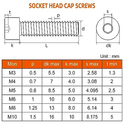 M8-1.25 x 30mm Socket Head Cap Screws Bolts, Allen Socket Drive, Stainless Steel 18-8 (304), Full Thread, Bright Finish, Machine Thread, 20 PCS - size: M8 x 30mm