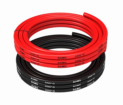 TUOFENG 8 AWG Silicone Wire - Flexible High Temp, Red/Black 10ft - size: 8 AWG 2 colors wire 5ft