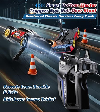 3-in-1 RC Drift Car Set - 2.4GHz Battle Remote Control Car, 2 Player Chase & Shoot Game, Parent-Child Interactive Toy Car, for Kids Ages 6+ (Red) - color: Red