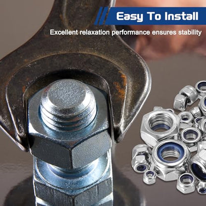 10Pcs Nylon Locking Hex Nuts - [M6-1], 304 Stainless Steel Hardware Nuts, Silver, for Automotive, Aerospace, Industrial Applications Use - color: Silver, size: M6x1mm