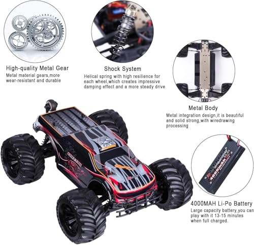 JLBRACINGRC 1/10 Brushless RC Cars for Adults, 80+ KPH, 4WD RC Trucks |120A ESC Monster Trucks, All-Terrain Off-Road Big Remote Control Car,IPX7 Waterproof Hobby RC Cars Gift