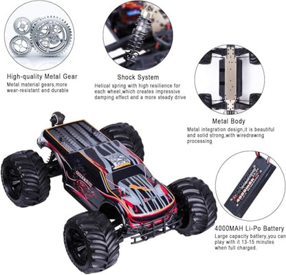 JLBRACINGRC 1/10 Brushless RC Cars for Adults, 80+ KPH, 4WD RC Trucks |120A ESC Monster Trucks, All-Terrain Off-Road Big Remote Control Car,IPX7 Waterproof Hobby RC Cars Gift
